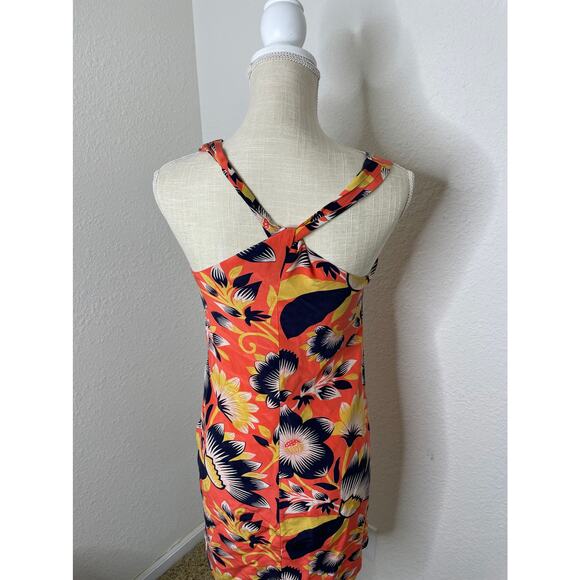 J Crew Womens Coral Floral Printed Twist Back Lined Silk Dress Size 0 A7556 - Picture 5 of 6